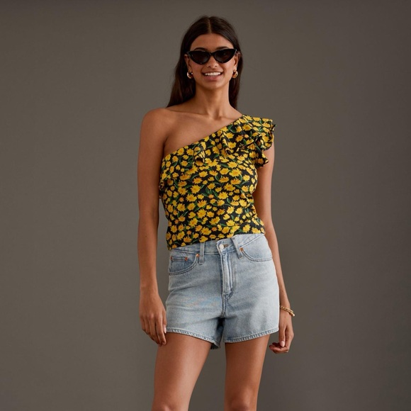 Anthropologie Maeve One-Shoulder Ruffled Top - Picture 7 of 16